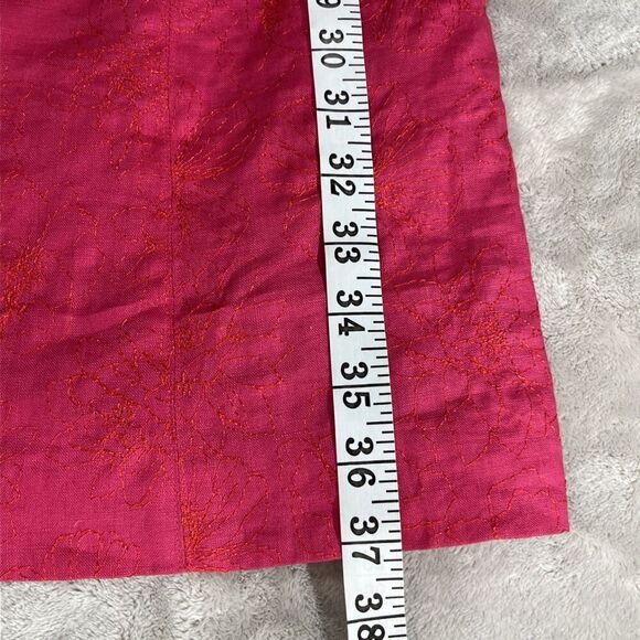New Jones New York Sleeveless Sheath Linen Fuchsia Pink Dress Womens 8 Floral - Picture 15 of 16